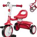 besrey Toddler Tricycle with Bell, Kids Tricycle Age 18 Months to 5 Years, Kids Trike, Toddler Bike for 1.5-5 Year Old, Baby Trike, Gifts & Toys for Boys & Girls, New Red