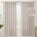 YoungsTex Linen Semi Sheer Curtains 72 Inch Length 2 Panels for Living Room - Light Filtering Drapes with Rod Pocket Back Tab Rustic Beige Window Treatments for Dining Bedroom, 52 X 72 Inch (Natural)