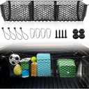 Gestec 3 Pocket Truck Bed Cargo Net for Toyota Ford Dodge GMC Chevy Silverado, Universal Pickup Mesh Storage Net 47.2" x 11.8" Stretchable Elastic Truck Bed Grocery Holder Net with 4 Ball Bungees