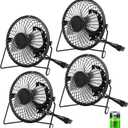 Glooglitter 4 Pcs 4" USB Small Fan Powerful Quiet 360 Adjustable Rotation Personal Metal Mini Desk Fan Summer Electric Ideal for Home Office Bedroom Desk Airflow Cooling,USB Powered Only(Black)