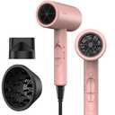 FUNTIN Hair Dryer, Blow Dryer with Diffuser Brush for Women 4C Thick Hair Ionic Hair Dryer(Baby Pink)