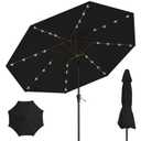 Patiokingdom 9FT Solar LED Patio Umbrella with Tilt and Crank,Outdoor Market Table Umbrella with 8 Sturdy Ribs, UV Protection for Deck, Lawn,Pool,Backyard