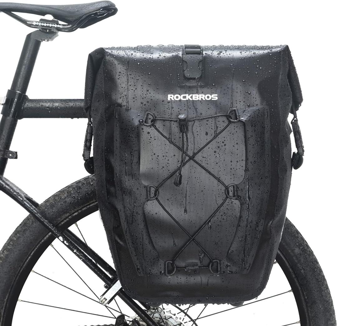 ROCKBROS Bike Panniers Waterproof Bike Rear Rack Bag Max 30L Large Capacity Bike Rear Panniers for Cycling Traveling Commuting 1 Pack