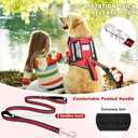 Service Dog Vest Harness and Leash Set+10 Patches,No Pull&Adjustable Reflective Dog Harness with Soft Padded Handle for Training/Everyday,Fit Small/Medium/Large/Extra-Large Dogs(Red L)
