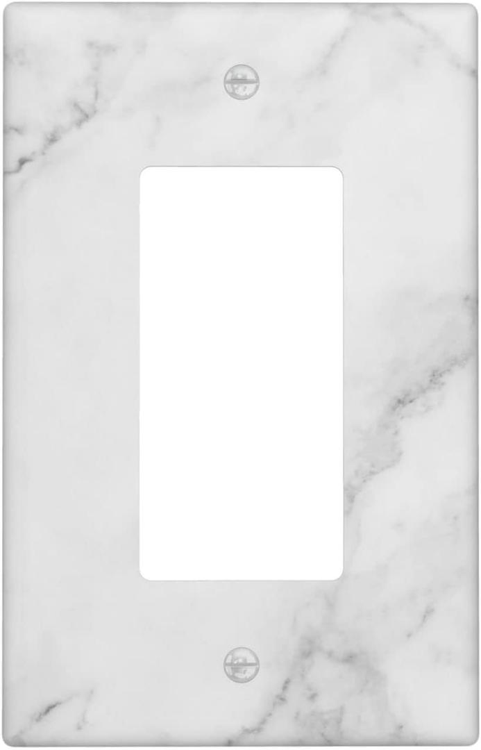 White Marble Wall Plate Decorative Single Rocker Outlet Light Switch Cover 1-Gang Decorator Art Print Faceplate for Bedroom Kitchen Room Decor