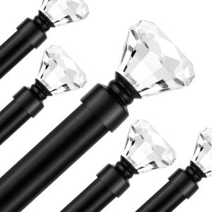 Curtain Rod For Window 30-40 inch, Black Curtain Rods With Crystal Diamond Finials, 1 Inch Diameter Decorative Curtain Rod Set, 1 Pack (30-40" | 1 Pack)