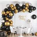2 x Black Gold Balloon Arch | Black and Gold Balloon Garland Kit - Different Size Balck Gold Silver Balloons | 5/10/12/18 Inch Balloons for Halloween Happy New Year Anniversary Party Decor (Extra Large Pack - Black Gold)
