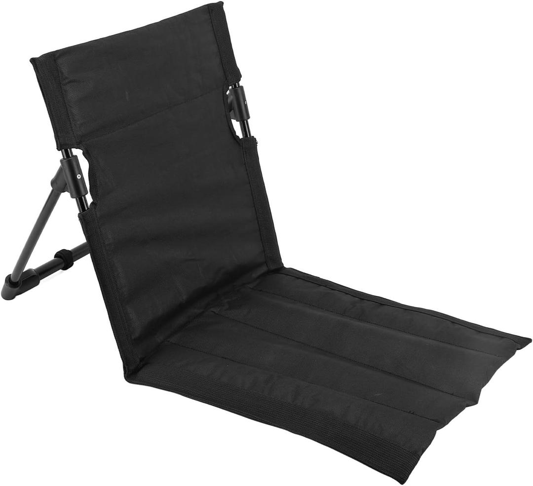 Outdoors Beach Loungers, Beach Lounge Chairs, Beach Chairs, Portable Folding Beach Mat Lounge Chair with Oversized Zippered Pocket, Adjustable Backrest, Storage Pouch for Camping, Beach (Black)