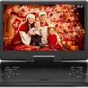 16.9" Portable DVD Player with 14.1" Large HD Screen,High Volume Speaker,4-6 Hours Built-in Rechargeable Battery,Support USB/SD Card/Sync TV and Multiple Disc Formats,Region Free,Remote Control,Black