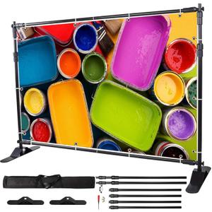 VEVOR Backdrop Stand 10 x 8 Ft, Height Adjustable Background Stand with 1 Carrying Bag, Photo Backdrop for Party Wedding Studio Trade Show