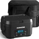HUGMAZING Cordless Electric Lunch Box – Rechargeable Self-Heating Food Warmer with 1100ML SS Container, Battery-Powered Heated Lunch Box, Perfect for Travel, Office Meals for Adults, Men & Women   Black