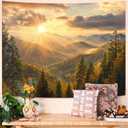 kampdream Landscape Tapestry, Scenery Art Wall Tapestries, Nature Wall Decor for Bedroom Living Room Backdrop Warm Sunset Mountain 60×80 inches