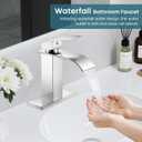 Bathroom Faucets Chrome Waterfall Bathroom Sink Faucet Modern Single Handle Bathroom Faucet for 1 or 3 Hole Mxier Tap Washbasin Faucet with Deck, Pop-up Drain and Supply Hoses