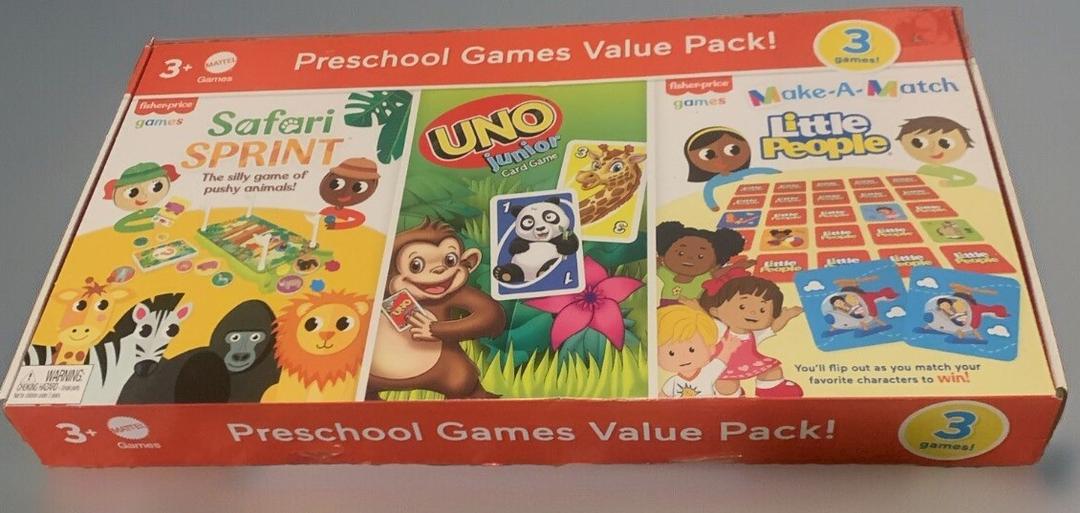 Preschool Games Value Pack 3 Games Safari Sprint, Uno, Make A Match Little People