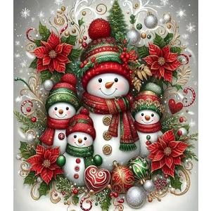 2 x WEUOPG Christmas Diamond Painting Kits for Adults, Snowman Family Diamond Art Kits for Adults&Beginner, Full Drill Diamond Art Paint with 5D Round Diamonds for Home Wall Decor (Snowmen-Red)