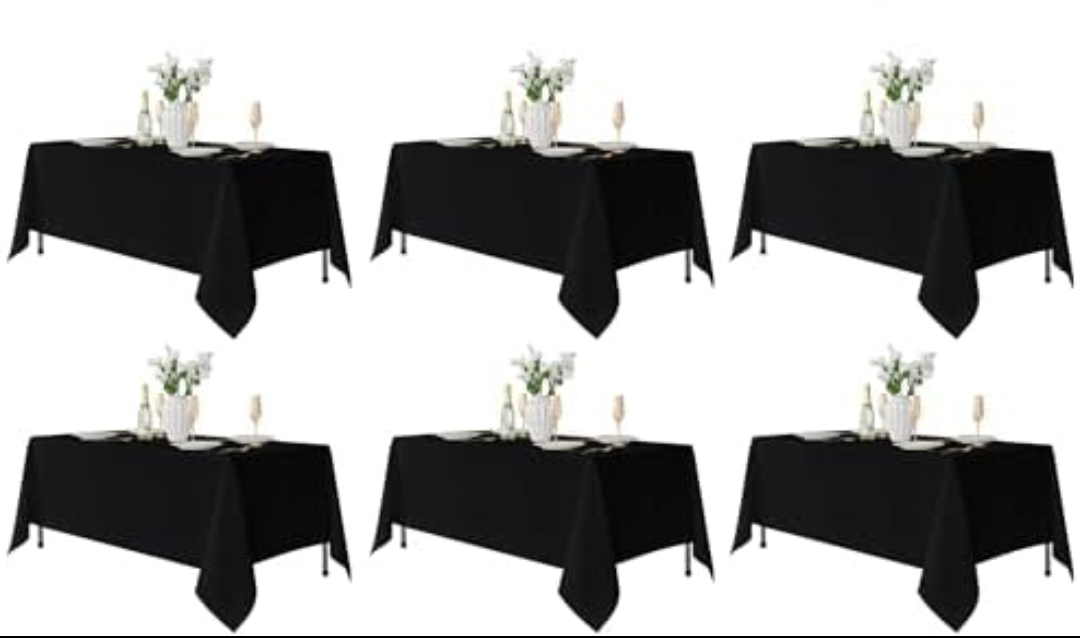 Fitable 6 Pack Table Cloth Rectangle Table: Stain and Wrinkle Resistant Tablecloth Rectangular, Washable Polyester Tablecloths for Wedding Party Dining Banquet Event Catering(Black, 70x120 Inch)