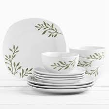 Tabletops Gallery Set of 12 PCs Service for 4 Dinnerware Set White