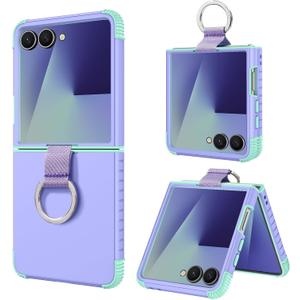 BENTOBEN for Samsung Galaxy Z Flip 7 5G Case with Ring, Heavy Duty 2 in 1 Full Body Rugged Galaxy Z Flip7 Case Girls Women Boy Men Shockproof Protection Cases Cover for Samsung Z Flip 7 6.9, Purple