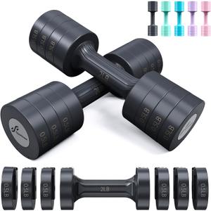 Sportneer Adjustable Dumbbells Hand Weights Set: 5 lb Dumbbell Set of 2 Each Free Weights Fast Adjust Weight 4 In 1 Weights Dumbbells Set for Women Men Home Gym Exercise Training