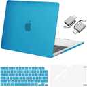 MOSISO Compatible with MacBook Air 13 inch Case M5 2026 M4 2025 M3 M2 2024-2022 A3449 A3240 A3113 A2681, Hard Shell&Keyboard Cover&Screen Film&Type C for MacBook Air 13.6 inch Case, Aqua Blue