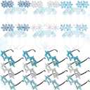 Jutom 24 Pcs Christmas Snowflake Headband Set Bulk with 12 Pcs Snowflake Eyeglasses 12 Pcs Snowflake Boppers Novelty Glitter Snowflakes Accessories for Winter Birthday Supplies Snowflake Party