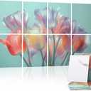 8 Pack Art Acoustic Panels, 48"X32" Self-adhesive Soundproof Wall Panels, Decorative Sound Absorbing Panel, Acoustic Treatment for Studio, Home, Office (Colorful Tulips)