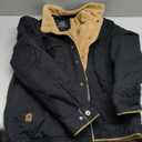 EKLENTSON Men's Winter Jacket Thick Thermal Cotton Warm Fleece Lined Coat Trucker Lapel Work Cargo Jackets for Men (Medium, Black)