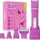 Bikini Trimmer for Women,5-in-1 Electric Razors for Women,Electric Shaver for Women's,IPX7 Waterproof Trimmer for Men Legs,with 5 Replaceable Blade Heads,USB Recharge DockRose Pink