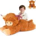 43 inch Giant Highland Cow Stuffed Animals, Lifelike Big Cow Stuffed Animal for Stress Relief & Companion, Extra Soft Cute Plushies, Huge Emotional Support Plush Toys Gifts for Kids Adults