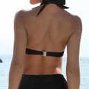 Women's Supportive Halter Bikini Top, Ruched Push Up High Stretch Pull-On Swimwear Top Only, Black X-Large (Black)