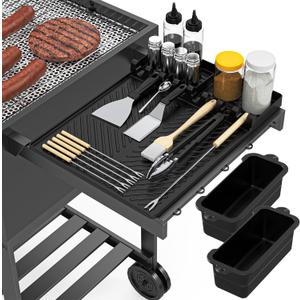 Griddle Accessories for Blackstone  Silicone Griddle Mat & Grease Cup Liners (2 Pack)  Fits 36 28 22 17 Blackstone Griddles  BBQ Grilling Kits Set Gifts for Men (Black)