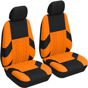 BESULEN Front Car Seat Covers, 2 Pcs Polyester Bucket Seat Protectors, Soft and Breathable, Premium Sporty Automotive Seat Cushions, Auto Interior Accessories for Most Cars, SUV (Orange)