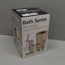 SLDIYWOW Bathroom Accessories, Beige Bathroom Accessories Sets Complete with Trash Can,Tray,Soap Dispenser,Toothbrush Holder,Toothbrush Cup,Soap Dish,Toilet Brush and Q-tip Holders for Bathroom