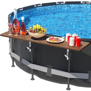 Pool Bar for Above Ground Pool Accessories with 47×11in Tabletop Side Table Swim Up Bar Above Ground Accessories Deck for Drinks & Snacks, Fits 3.7" Top Rail