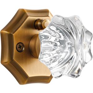 1 Pack Glass Knobs Antique Brass Door Knob Interior Privacy Door Knob for Bedroom and Bathroom Crystal Door Knob