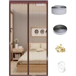 Costom Magnetic Screen Door Mesh, Self Sealing Closure No Gap, Anti-Insect Bug Mosquito Magnetic Door Curtain Net Fine Mesh Screen with Side Hook, Brown