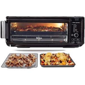 Ninja SP101 Foodi 8-in-1 Air Fry Large Toaster Oven Flip-Away for Storage Dehydrate Keep Warm 1800w XL Capacity Piano shiny BLACK 