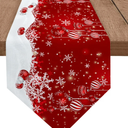Christmas Table Runners Red Xmas Balls Ornaments Table Runner Washable Dresser Scarf Sparkle Snowflake Dining Runners for Christmas Winter Holiday Party 13" x 70" inch
