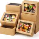 Cupcake Boxes,8X6X3 Inch 24Pack Cookie Boxes with Window,Bakery Box,Kraft Paper Brown Gift Box for Pastries,Cookies,Cake,Donuts,Macaroon Gift Box,candy special food box,