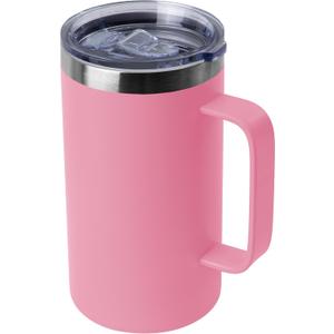 DOMICARE 24oz Mug with Handle and Lid, Stainless Steel Coffee Mug, Reusable Insulated Cup, Travel Mug with Handle, Double Wall Vacuum Coffee Tumbler for Men and Women, Pink, Pack 1