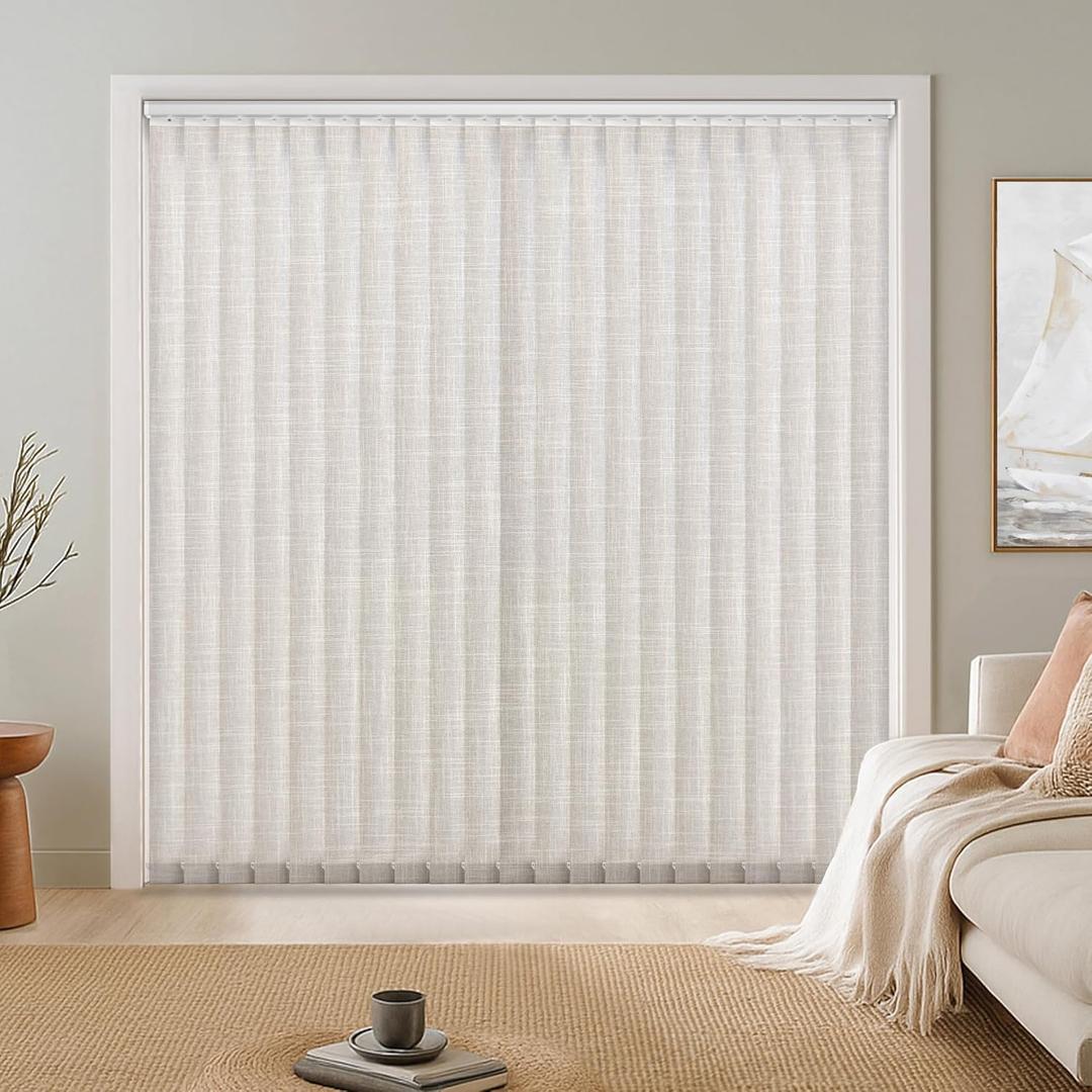 LazBlinds Light Filtering Vertical Blinds Replacement Slats Polyester Fabric for Sliding Glass Door, Patio & Windows, 82.5"x3.5", 34 Pack, Light Beige