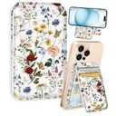 Shorogyt Compatible with Magsafe Wallet Magnetic Card Holder -Vintage Flower Phone Wallets for Women Girls Cute Pattern for iPhone 16/15/14/13/12 Series Slim for Apple Mag RFID Magnet, Fit 3 Cards