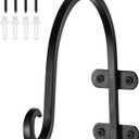 Monarch Abode Hanging Basket Hooks, Heavy Duty Metal Plant Hangers Outdoor or Indoor for Flower Basket, Wall Fence Hooks for Bird Feeder Bracket, 8-inch Black Plant Wall Hanger