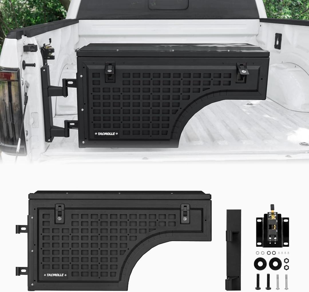 Truck Bed Storage Box  Truck Tool Box for MOLLE Accessories, Cargo Box with Lock for Ford F150 Accessories Fits Ford F150 2015-2024, Driver Side