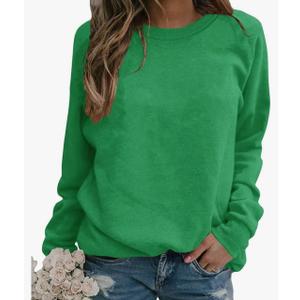 Womens Crewneck Long Raglan Sleeve Sweatshirt Relaxed Fit Pullover Tops XL
