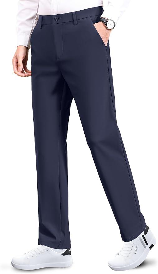 Mens Golf Pants Dress Work Stretch Slim Slacks Classic Fit Comfy Straight Leg Casual Trousers with Pockets, 36