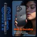 for iPhone 16 Plus Phone Case, Shockproof for iPhone 16 Plus Case, Military Grade Drop Protection, Protective Hard Back Slim Translucent Case,Black Bumper