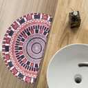 Semi Round Boho Bathmat Sun and Moon Fun Bath Mat Non Slip Washable Bathroom Decor Half Circle Bohemian Home Floor Doormat Semicircle Indoor Rug (Boho Eye, Short Pile)