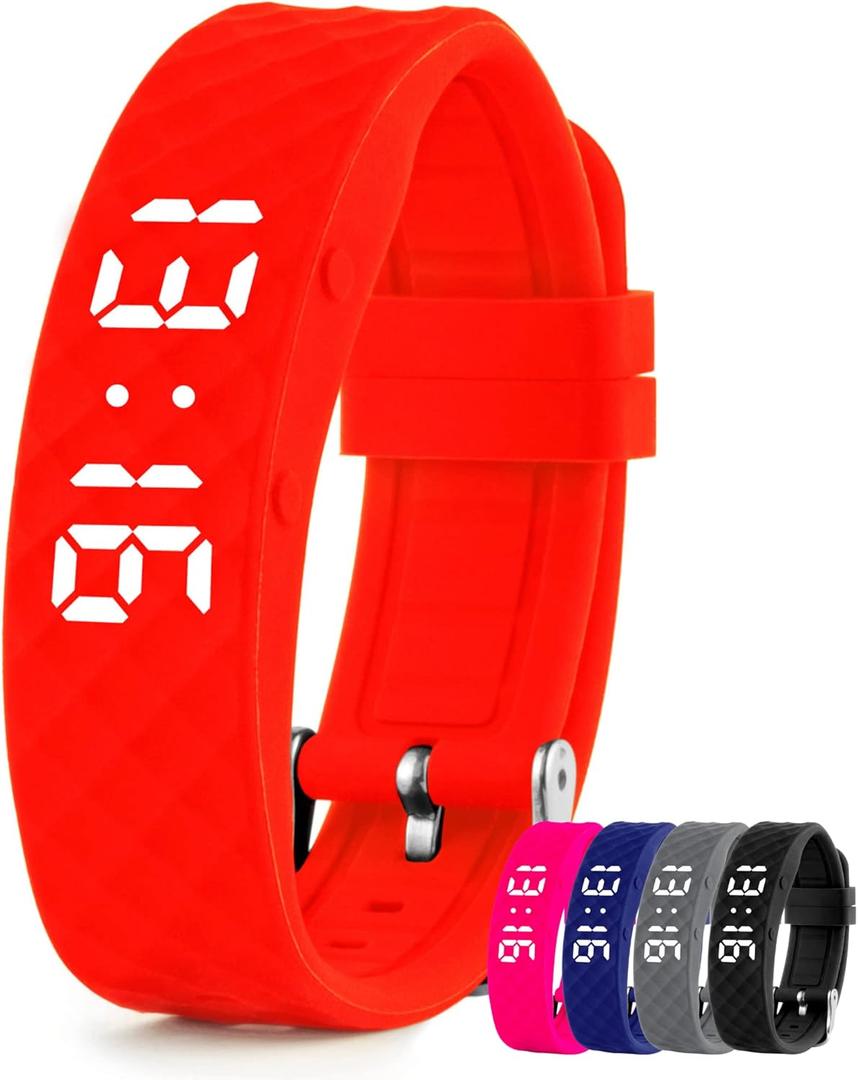 Tabtime Vibrating Alarm Reminder Watch - with up to 10 Personal Alarms or Pill Reminders per Day (Large, Red)