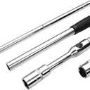 Car Extended Lug Wrench, Heavy Duty 4 Way Vehicle Tire lron Nut Wrench Set with 17/19 and 21/23mm Sockets, Automotive Wheel Changing Bolt Nut Removal Tool, Universal for SUV RV Pickup
